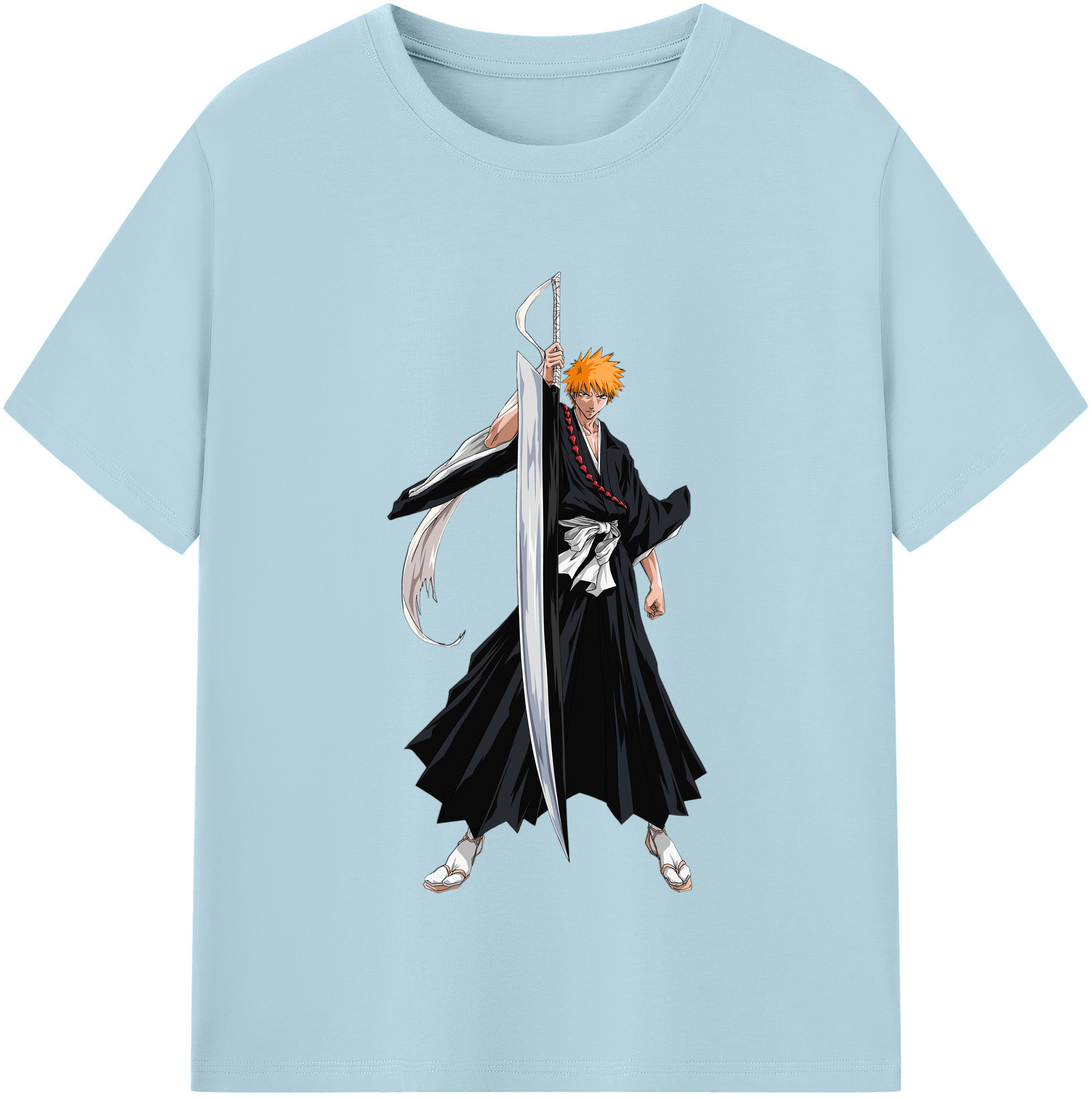 （画像用） ブリーチ 黒崎一護（くろさき いちご）BLEACH Kurosaki Ichigo 綿100％半袖Tシャツ（フロントプリント）